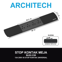 ARCHITECH MJ02-C06 UNIVERSAL Stop Kontak Meja 4 STOPKONTAK Multi 3pin UNIVERSAL BLACK