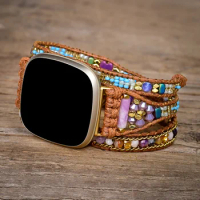 Exquisite Smart Watch Band BOHO Vegan Fitbit Watch Band Ethnic Seed Beads Handmade Fitbit Watch Strap Wholesale&amp;Dropshipping