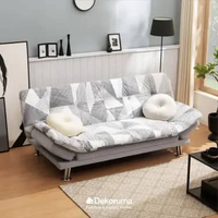 Dekoruma MINI KUMO Sofa Bed Sleeper Printing / Sofa Bed Bahan Kain Motif / Sofa Bed Santai - Abu