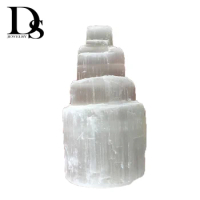 Natural Raw Selenite Rockery Crystal Gemstone Tower Meditation Reiki Healing Mental Clarity Satin Spar Lamp negative energy