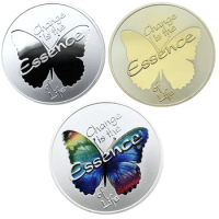 Very Beautiful Animal Butterfly Gold Silver Plated Coin 1OZ Symbols Change Is The Essence Of Life Coins Collectible