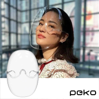 【PEKO】多用途防飛沫油汙大面積全臉防護太空透明面罩(白)
