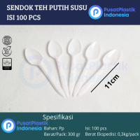 Sendok Teh Sendok STG Putih Susu Isi 100pcs | Sendok Eskrim Jelly Plastik | Putih Susu Isi 100pcs Ma