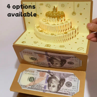(6 slots)3D Music Light Card Red Envelope 3D Birthday Cake Red Envelope Lucky Money Envelope Happy