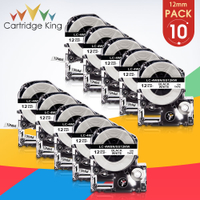 10pk 6912มม. สีดำบน SS12KW สีขาวเทปฉลากสีดำบนรองรับสำหรับ Epson สีขาว LW-300 LW-400 LW-600P ป้าย LW-