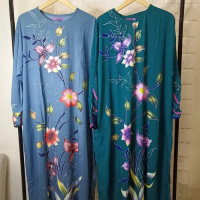 Daster gamis jumbo motif bunga kecil - Turqis