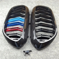CCF5 กระจังหน้ารถยนต์แบบตาข่าย ABS สีดำเงาลายคาร์บอน สำหรับ BMW 5 Series G30 G38 525I 530I 540I 550I