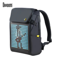 DIVOOM Pixoo M Backpack Men 15 Inch Waterproof School Backpack Laptop Speaker Bag with 16 × 16 RGB LED Screen Travel Black