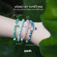 Vòng tay Tuyết mai ngọc trai mix đá thiên nhiên Thạch anh hồng Rose quartz - Devil Aquamarine - Aqua