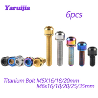 Yaruijia Titanium Bolt Ti M5/M6X16/18/20/25/35mm with Washers for Bicycle Disc Brake Stem Clamp 6pcs