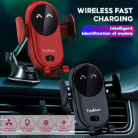 15W Fast Wireless Charger Auto-Clamp, LED Display, Vent Mount Holder, QC3.0 Compatible, Universal Fi