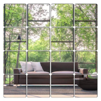 3D Square Wall Stickers Washable Mirror Sticker Self Adhesive Mosaic Tiles Wall Sticker Decals DIY Decor Living Room Decoration