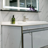 Smart Bathroom Mirror Cabinet Wall-Mounted Aluminum Alloy Anti-Fog Bathroom Mirror Box Human Body Induction Mirror Cabinet Light