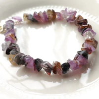 Natural Cacoxenite Auralite 23 Purple Red Rutilated Quartz Bracelet 8mm Flower Clear Beads Bangle Women Men AAAAAA