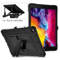 Shockproof Silicone PC Stand Tablet Cover for IPad7 IPad8 IPad10.2 IPad 10.2 2020 2019 7th 8th Shoulder Strap Case Coque Funda