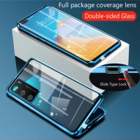Metal Double Sided Glass Snap Lock Case 360 Full Protection For Vivo Y78 Y77 Y76 Y56 Y36 4G 5G Lens Protection Cover Phone Cases