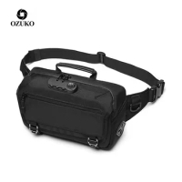 OZUKO Waist Bag Men Anti-theft Casual Fanny Pack Male Waterproof Travel Waist Bags USB Charging Chest Bag for Cell Phone Pocket