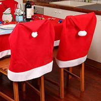 Christmas Chair Cover Red Santa Claus Hat Dining Chair Cover for Home Table Xmas Gift Christmas festive decoration atmosphere