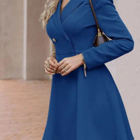 Women Autumn Winter Fashion Office Lady Blazer Dress Women Suit Collar Long Sleeve Button Casual Mini Dress for Female