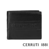 【Cerruti 1881】義大利百年精品 義大利頂級小牛皮4卡零錢袋短夾皮夾 CEPU05039M(黑色 贈禮盒提袋)