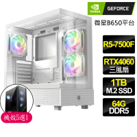 【NVIDIA】R5六核 Geforce RTX4060 3X {荒涼}電競電腦(R5-7500F/B650/64G D5/1TB)