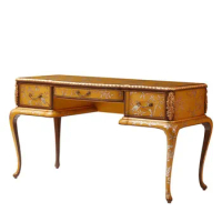 European-style French study beech computer table aristocratic golden yellow hand-painted books tables and chairs customized