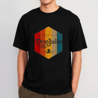 Kaos Pria Leher Kru Hitam Don Julio Tequila Logo Cetak Kasual Pakaian Sehari-hari