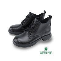 【GREEN PINE】學院圓頭綁帶低筒女短靴黑色(00330566)