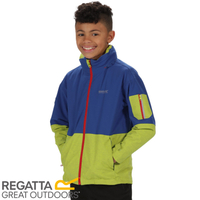 【REGATTA 英國 兒童 海卓特Ⅱ超反光防水二件式外套《藍/綠》】RKP174/防水/透氣/防風