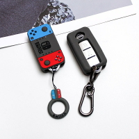 Nissan日產系列汽車鑰匙套 鑰匙圈 鑰匙扣 矽膠保護殼 可愛卡通 Switch NS遊戲機造型男女通用掛繩個性時尚