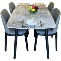Stone Plate Dining Table Nordic Marble Solid Wood Dining Tables and Chairs Set Modern Minimalist Dining Table