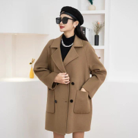 Exclusive benefits for live streaming room, double breasted double-sided wool coat
