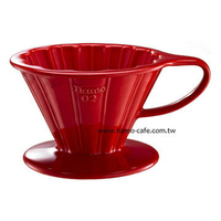 金時代書香咖啡  TIAMO V02花漾陶瓷咖啡濾器組 (紅))附濾紙量匙滴水盤  HG5536R