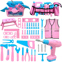 Kids Tool Set 55Pcs Tool Toddler Tool Kit for Girls Play Tools Toy with Tool Belt Electronic Toy Dri