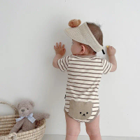 Toddle Ba-ฤดูร้อน cloes สำหรับทารกแรกเกิด แฟชั่นเกาหลี ลายทาง สั้น SVES จั๊มสูท ร่างกาย ผ้าฝ้าย น่าร