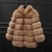 XS-4XL fashion winter fashion fur coat women thicken warm faux for fur coat female long sleeve fur stitching outwear