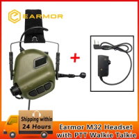 Earmor M32 Electronic Tactical Headphones + PTT Adapter Shooting Protection Noise Canceling Headphones Tactical Protection