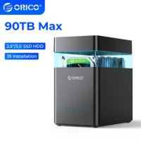 ORICO 5 Bay 3.5 Inch Hard Drive Enclosure Type C Type B USB3.1 Gen1 5Gbps 3.5" SATA HDD MAX 90TB Magnetic-type Docking Station