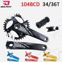 BOLANY 104BCD MTB Crankset 170mm Hollow Integrated 34T 36T Single Chainring Crank arms For 8/9/10/11/12 Speed mountain bike