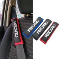 Hot 2PCS JDM Style RECARO Cotton Auto Seat Belt Cover Shoulder Strap Pads Embroidery Universal Modified Car Shoulder Pads