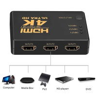 【TV Mall】HDMI一開三帶遙控分器轉換器(一拖三 Xbox PS5 Switch)