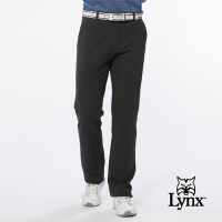 【Lynx Golf】男款日本進口布料口袋剪接造型織帶設計平口基本版休閒長褲-深灰色