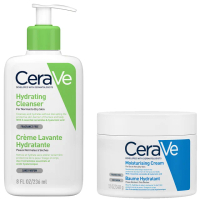 CeraVe Daily Deep Hydration 2-Step Routine for Normal to Dry Skin, Cleanser and Moisturiser with Hya