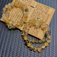 【佰財水晶珠寶】天然黃膠花和黃水晶獨家設計款8mm雙圈手串(DIY手串飾品)