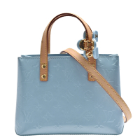 LV Louis Vuitton路易威登 M24144 Reade PM Vernis壓花牛皮手提/斜背方包(附髮夾-藍色)