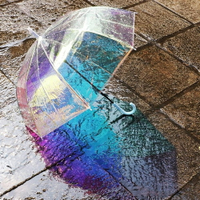 雨傘 加厚大號漸變彩色透明男女創意長柄自動傘廣告傘 - 都市時尚
