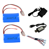 7.4V 2800mAh 18650 Battery with charger for henglong 3809 3816 3818 3819 3838 3839 3869 3879 3888 RC tanks HJ806 parts battery