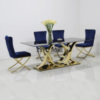 Marble 8 Seater Dinning Room Table Modern Luxury Stainless Steel Marble Dining