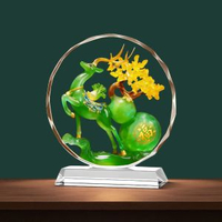 全城熱賣 - 五福臨門葫蘆水晶擺件客廳玄關電視櫃裝飾品鎮宅新房喬遷開業禮物一鹿發財【特大號】高32*30cm直徑水晶底座款