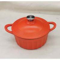 Enameled Cast Iron Dutch Oven Pot with Lid for Bread Baking, Cooking, Round Bread Oven Dual Handles, 3 Quart, Red Yellow